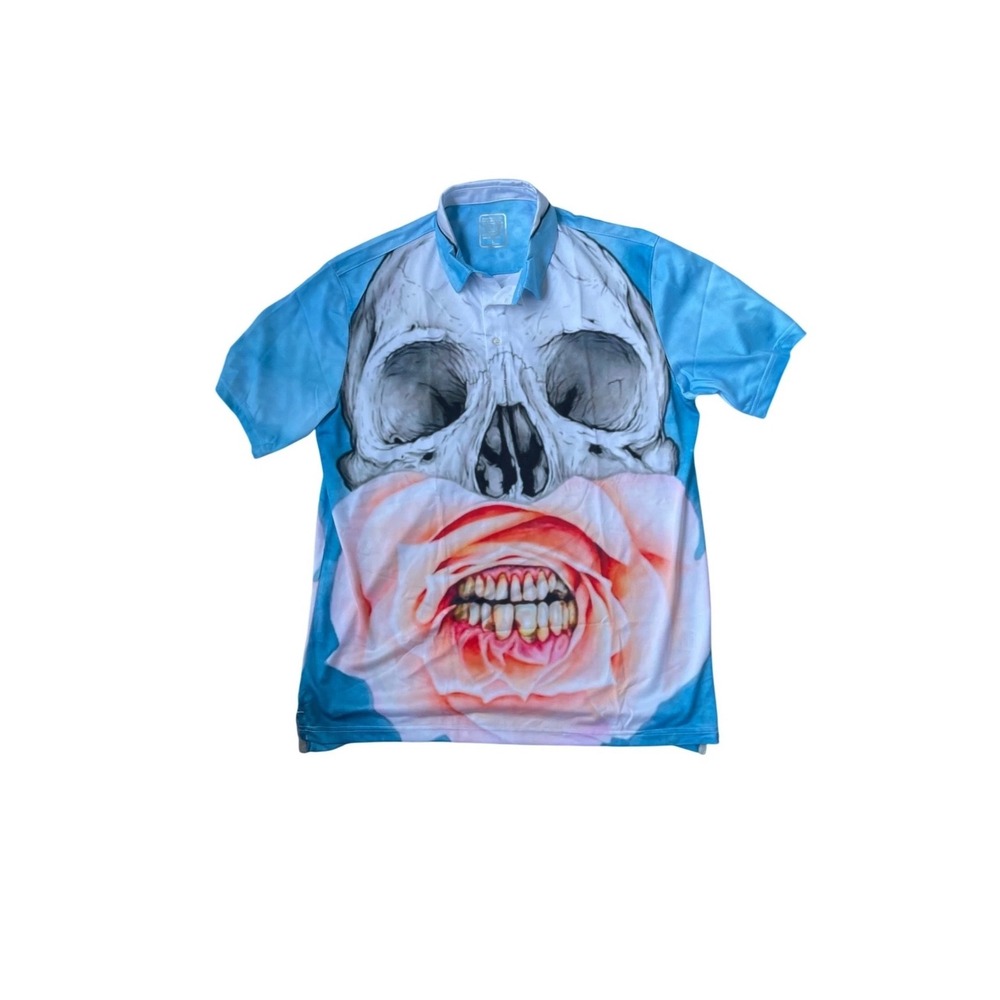 Men's Graphic Cycling Jersey Shirt Skull Rose Art Short Sleeve‎ Size L